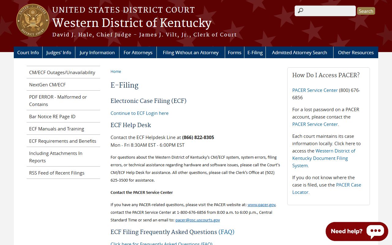 Adair County Circuit Court records federal e-filing