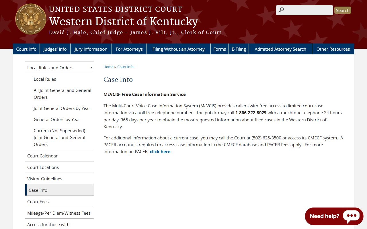 Adair County Circuit Court records federal case information