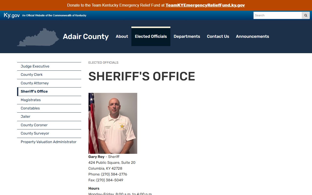 Adair County sheriff and court records contact page