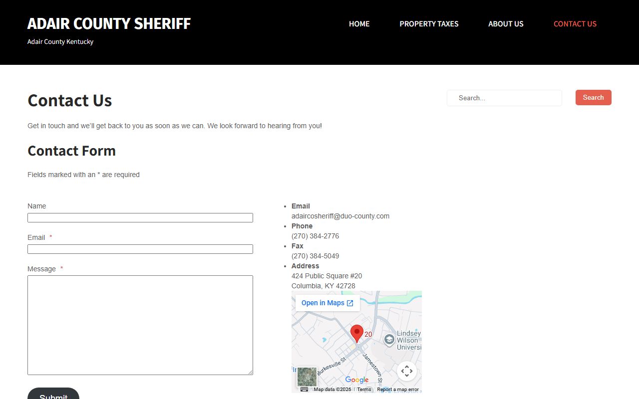 Adair County warrant records sheriff contact source